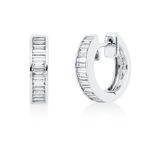 Creolen aus 750 Weißgold 30 Diamanten Baguette-Schliff 0,91ct TW-VSI 15,4x4mm
