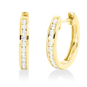 Creolen aus 750 Gold Gelbgold 22 Brillanten 0,25ct TW-SI 14,1x2,5mm