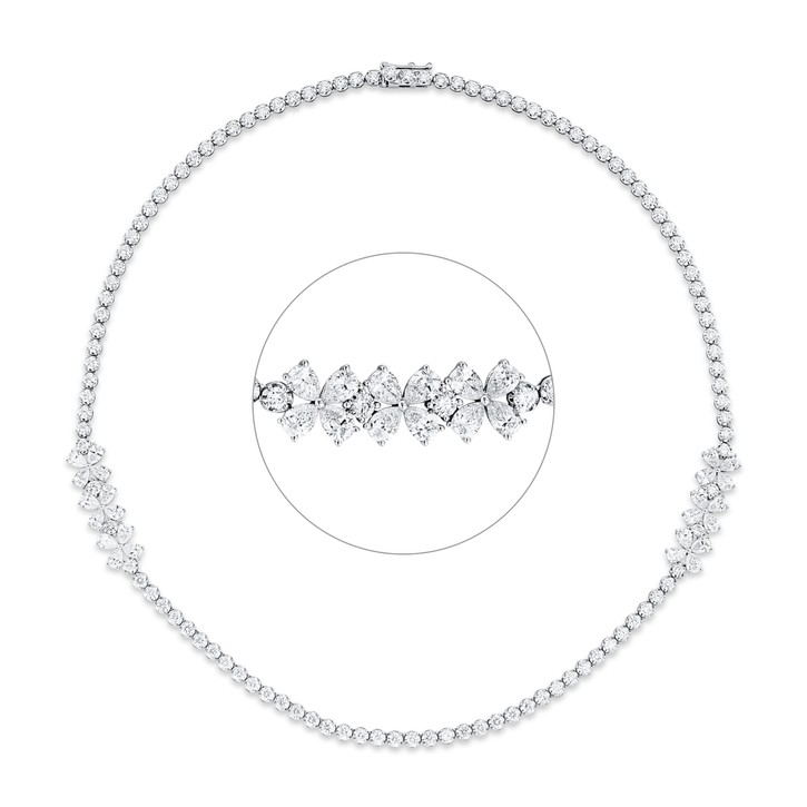 Collier aus 750 Weißgold 135 Brillanten 9.61ct