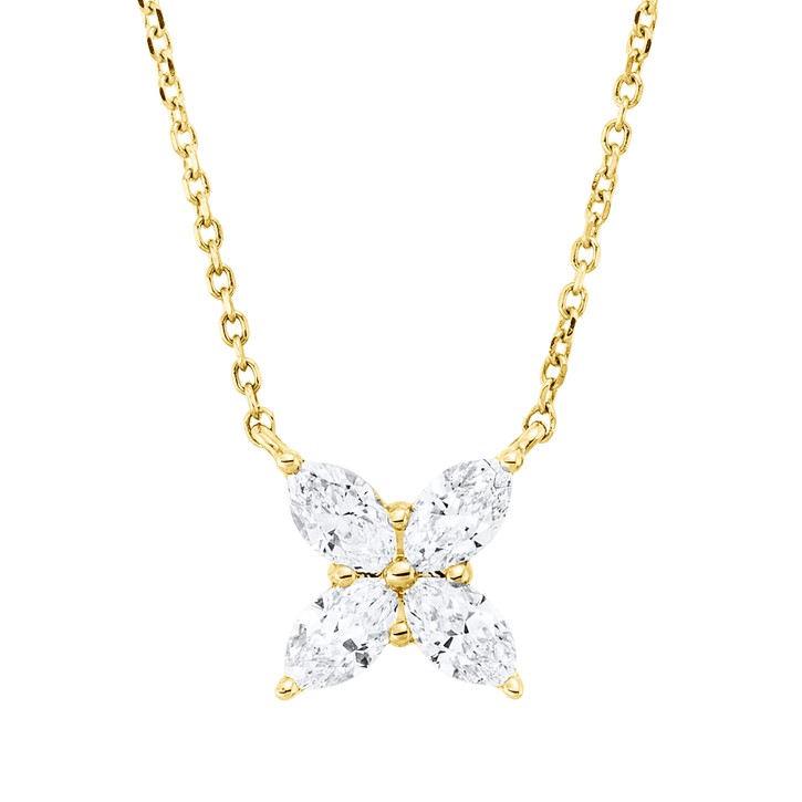 Collier aus 750 Rotgold 4 Diamanten 0.29ct