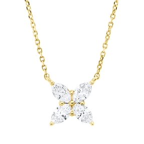 Collier aus 750 Rotgold 4 Diamanten Navette-Schliff 0,29ct TW-VSI L:46cm