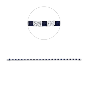 Armband 750 Weißgold 24 Saphire 4,12ct blau 96 Brillanten 1,53ct TW-SI L:17,8cm