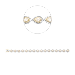 Armband aus 950 Gold gelb 656 Diamanten 5,4ct B:7,9mm L:17,5cm