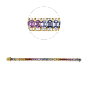 Armband aus 750 Gelbgold 53 Saphire 13,19ct mehrfarbig 212 Brillanten 2,37ct W-SI Armband aus 750 Gelbgold 53 Saphire 13,19ct mehrfarbig 212 Brillanten 2,37ct W-SI