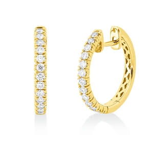 Creolen aus 750 Gold Gelbgold 26 Brillanten 0,5ct W-PI 18,9x2,4mm