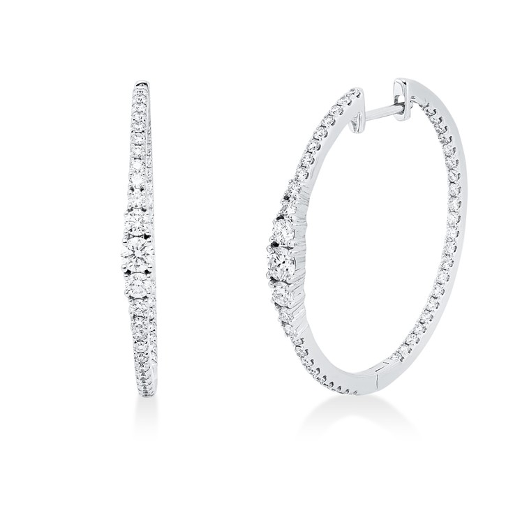 Creolen aus 750 Weißgold 92 Brillanten 1.2ct