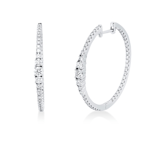 Creolen aus 750 Gold Weißgold 92 Diamanten 1,2ct TW-SI 30,9x2,9mm