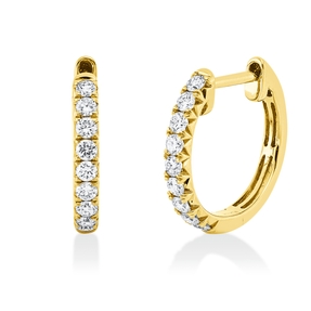 Creolen aus 750 Gold Gelbgold 18 Brillanten 0,34ct TW-VSI/SI 14,5x2,1mm