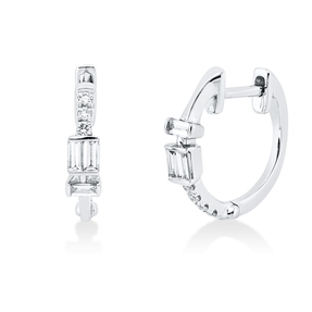 Creolen aus 750 Gold Weißgold 13 Diamanten 0,21ct 13x2,9mm