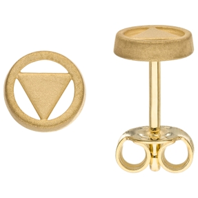 Kleine Ohrstecker Dreieck im Kreis Ø 6mm 375 Gold Gelbgold mattiert Ohrschmuck