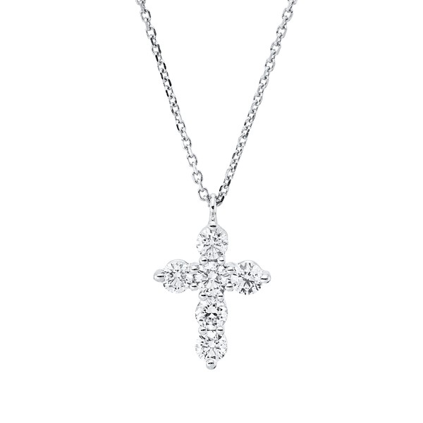 Collier Kreuz aus 750 Weißgold 6 Brillanten 0.39ct