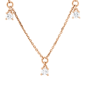 Collier aus 750 Gold Rotgold 7 Brillanten 0,43ct W-SI L:42cm Collier aus 750 Gold Rotgold 7 Brillanten 0,43ct W-SI L:42cm