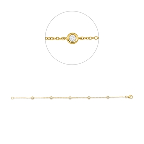 Armband aus 750 Gelbgold 5 Brillanten 0,23ct TW-VSI/SI B:3,9mm L:17,8cm Armband aus 750 Gelbgold 5 Brillanten 0,23ct TW-VSI/SI B:3,9mm L:17,8cm