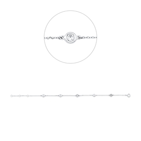 Armband aus 750 Gold Weißgold 5 Brillanten 0,22ct W-SI B:4mm L:18cm Armband aus 750 Gold Weißgold 5 Brillanten 0,22ct W-SI B:4mm L:18cm