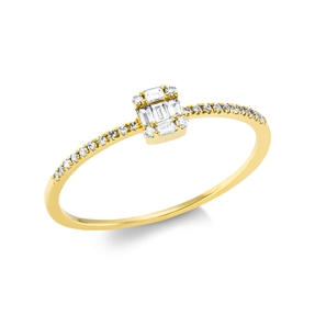 Ring aus 750 Gold Gelbgold 29 Diamanten 0,12ct TW-SI B:4,2mm