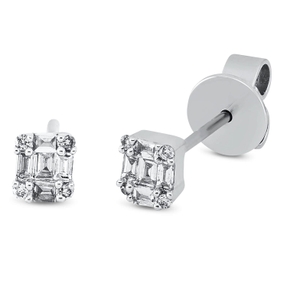 Ohrstecker aus 750 Gold Weißgold 18 Diamanten 0,2ct TW-SI 4,4x3,9mm