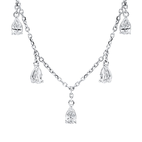 Collier aus 750 Weißgold 7 Diamanten Tropfen-Schliff 0,64ct TW-VSI L:43,2cm