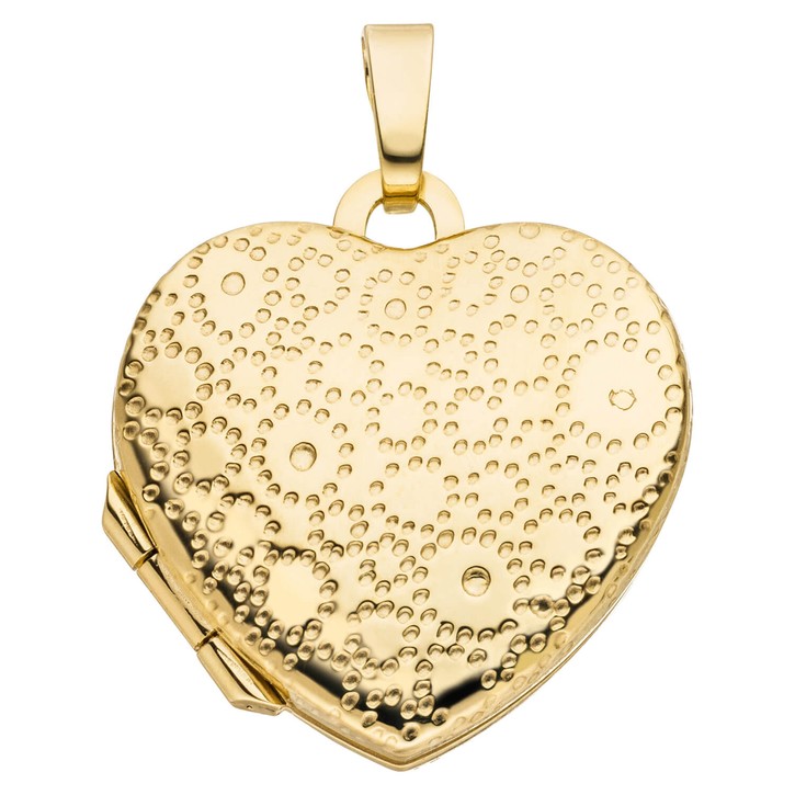 Medaillon Herz aus 375 Gelbgold 19x17.6mm für 2 Fotos