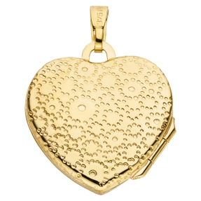 Medaillon Herz aus 375 Gold Gelbgold 19x17,6mm Anhänger zum Öffnen für 2 Fotos