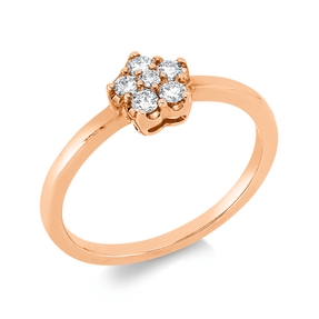Ring aus 750 Gold Rotgold 6 Brillanten 0,2ct TW-SI B:6,5mm