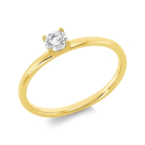 Solitaire Ring aus 750 Gold Gelbgold Brillant 0,25ct TW-SI B:3,7mm 4er-Krappe Solitaire Ring aus 750 Gold Gelbgold Brillant 0,25ct TW-SI B:3,7mm 4er-Krappe