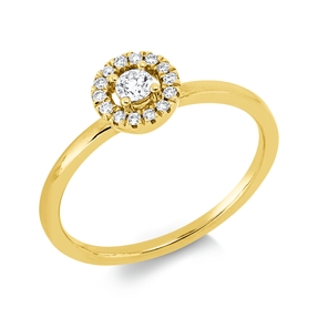 Ring aus 750 Gold Gelbgold 15 Brillanten 0,16ct TW-SI B:6,7mm