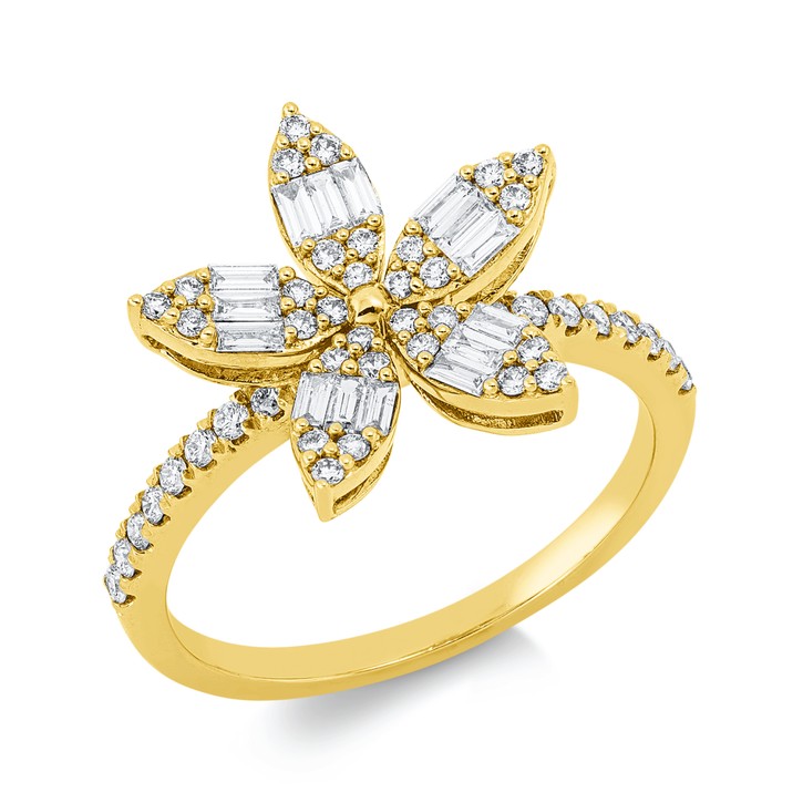 Ring aus 750 Gelbgold 61 Brillanten 0.48ct