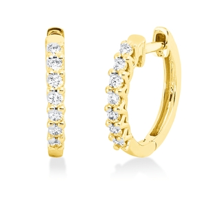 Creolen aus 750 Gold Gelbgold 14 Brillanten 0,26ct TW-SI 15,8x2,2mm