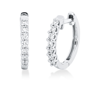 Creolen aus 750 Gold Weißgold 14 Brillanten 0,26ct TW-SI 15,8x2,2mm