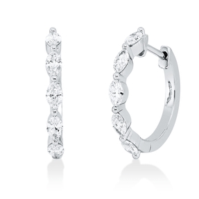 Creolen aus 750 Weißgold 10 Diamanten Navette-Schliff 0,55ct F-VSI 15,9x2mm