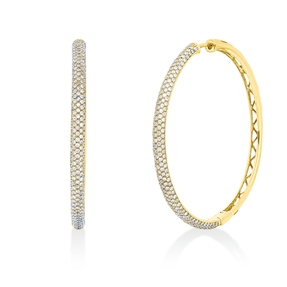 Pavé Creolen aus 750 Gold Gelbgold 496 Brillanten 1,97ct W-PI 45,3x3,3mm