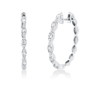 Creolen aus 750 Gold Weißgold 36 Brillanten 0,45ct F-SI 25,1x2,2mm