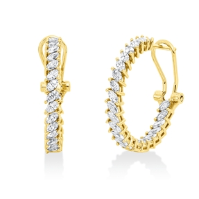 Creolen aus 750 Gelbgold 48 Diamanten Navette-Schliff 1,62ct TW-VSI/SI 22,5x3,2mm