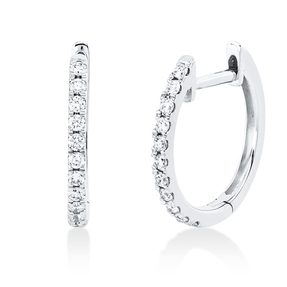 Creolen aus 750 Gold Weißgold 22 Brillanten 0,15ct TW-SI 12,7x1,2mm