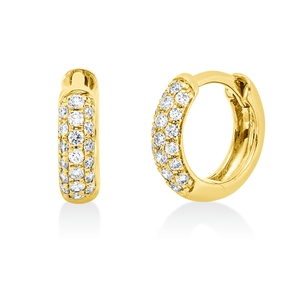 Pavé Creolen aus 750 Gold Gelbgold 38 Brillanten 0,12ct TW-SI 8,1x2,2mm