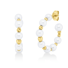 Ohrstecker aus 750 Gold Gelbgold 16 Perlen weiß