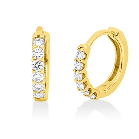 Creolen aus 750 Gold Gelbgold 12 Brillanten 0,2ct TW-SI 11x1,5mm