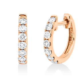 Creolen aus 750 Gold Rotgold 14 Brillanten 0,43ct TW-SI 12,9x1,9mm