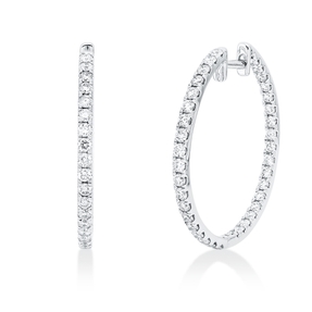 Creolen aus 750 Gold Weißgold 76 Brillanten 1,08ct TW-SI/PI 24,2x1,6mm