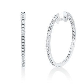 Creolen aus 585 Gold Weißgold 84 Brillanten 0,72ct TW-SI/PI 26,3x1,5mm