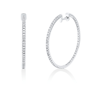 Creolen aus 585 Gold Weißgold 112 Brillanten 0,95ct TW-SI/PI 32,7x1,5mm