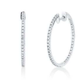 Creolen aus 585 Gold Weißgold 84 Brillanten 0,72ct TW-SI 26x1,4mm