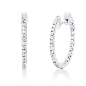 Creolen aus 585 Gold Weißgold 60 Brillanten 0,5ct TW-SI 20x1,4mm