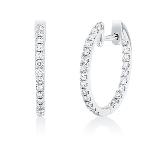 Creolen aus 585 Gold Weißgold 48 Brillanten 0,69ct TW-SI 20,1x1,7mm