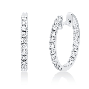 Creolen aus 585 Gold Weißgold 38 Brillanten 1,1ct TW-SI 20,3x2,3mm