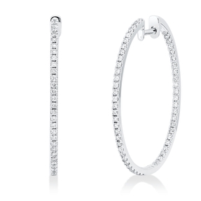 Creolen aus 585 Gold Weißgold 112 Brillanten 0,95ct TW-SI 34,7x1,5mm