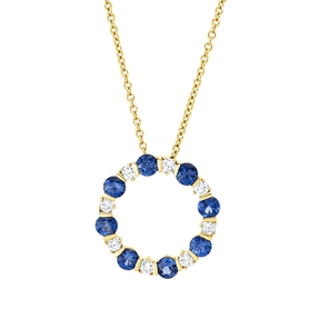 Collier aus 750 Rotgold 8 Saphire 1,08ct blau 8 Brillanten 0,26ct F-VSI L:45,7cm