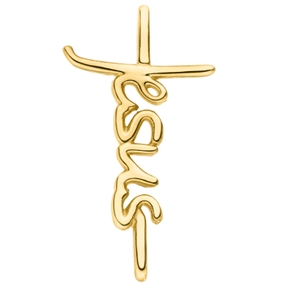 Anhänger Kreuz/Jesus aus 375 Gold Gelbgold 19,9x10,9mm Goldanhänger