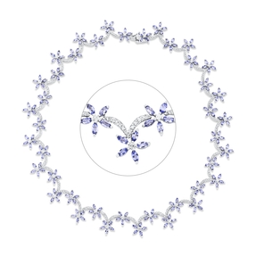 Collier 750 Weißgold 205 Tansanite 15,6ct blau 244 Brillanten 1,82ct TW-PI L:42cm