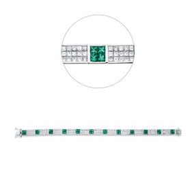 Armband aus 750 Weißgold 48 Smaragde 4,1ct grün mit Diamanten B:6,3mm L:18cm